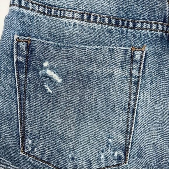 One Teaspoon Womens Mid Waist Bandits Distressed Denim Shorts Size 28 Blue Casua - Picture 10 of 16